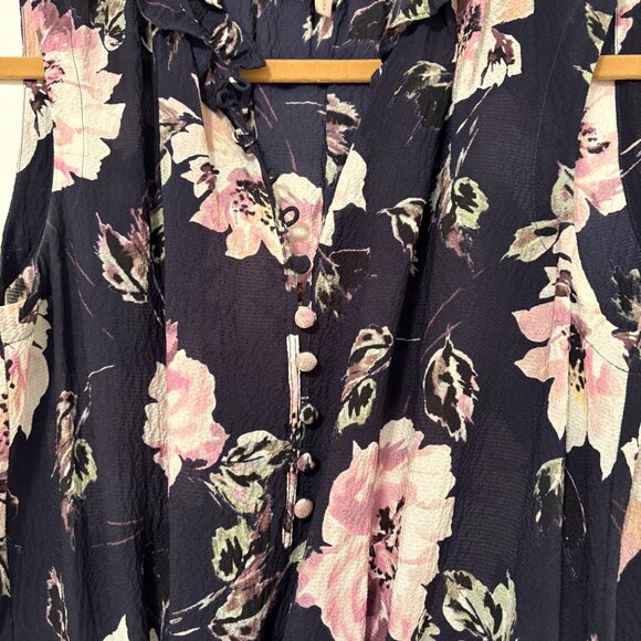 Rebecca Taylor Navy Magnolia Crepe Dress Size 4 - Picture 8 of 8